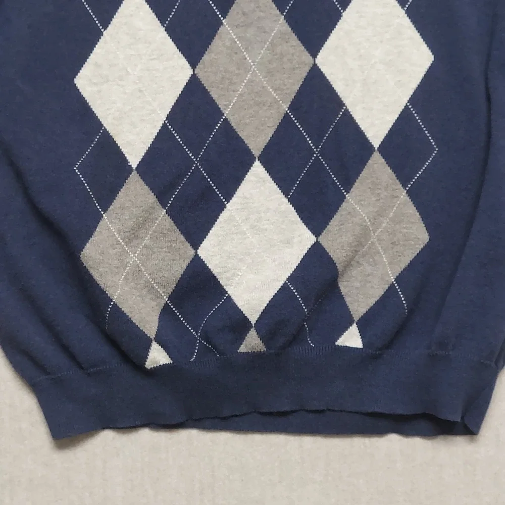 Walter Hagen Sweater Vest Men L 1/4 Zip Argyle‎ Knit Blue Golf Preppy Classic
